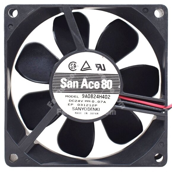 Sanyo Denki 9A0824H402 DC 24V 0.07A 2 / 3 Wires 8025 Axial Cooling Fan
