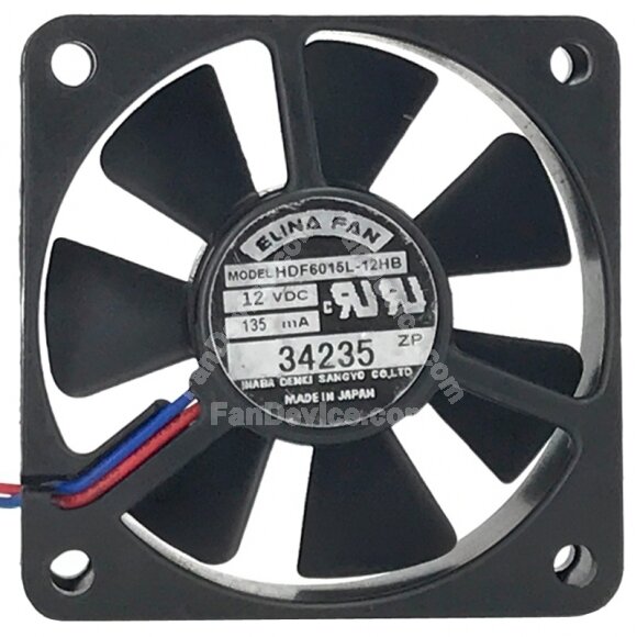 ELINA FAN HDF6015L-12HB DC 12V 135mA 2 Wires Axial Cooling Fan