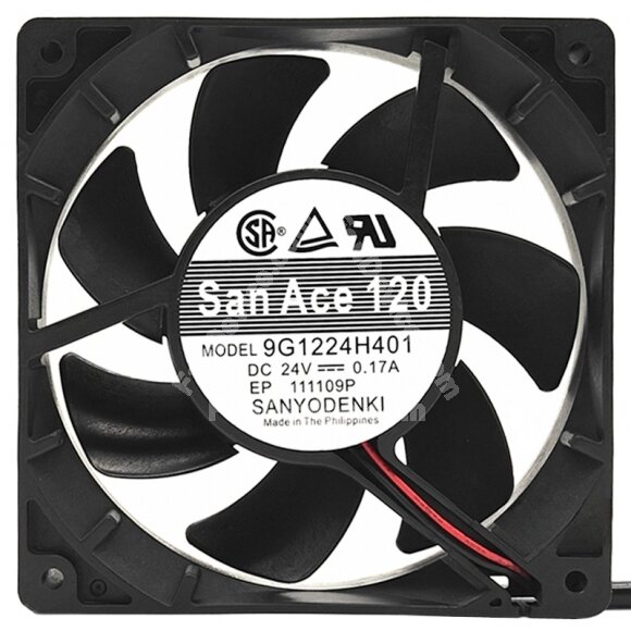 Sanyo Denki 9G1224H401 DC 24V 0.17A 2 Wires 12025 Axial Cooling Fan