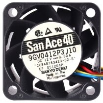 Sanyo Denki 9GV0412P3J10 DC 12V 0.60A 4 Wires 4028 Axial Cooling Fan