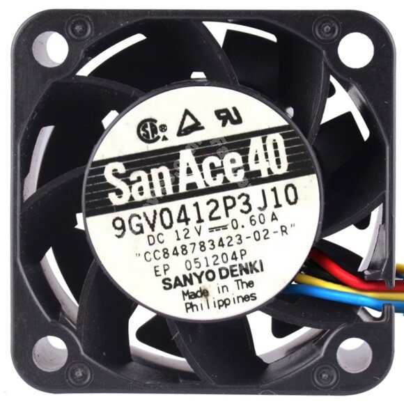 Sanyo Denki 9GV0412P3J10 DC 12V 0.60A 4 Wires 4028 Axial Cooling Fan