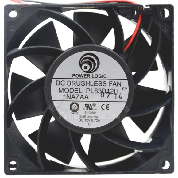 POWER LOGIC PL83B12H DC 12V 0.72A 2 Wires Ball Bearing Cooling Fan