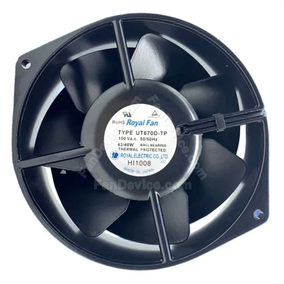 Royal Fan UT670D-TP 100V 43/40W 2 Wires Thermal Protected Cooling Fan