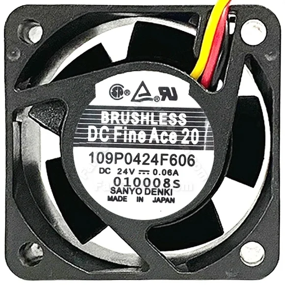 Sanyo 109P0424F606 24V 0.06A DC Brushless 3 Wires Axial Cooling Fan