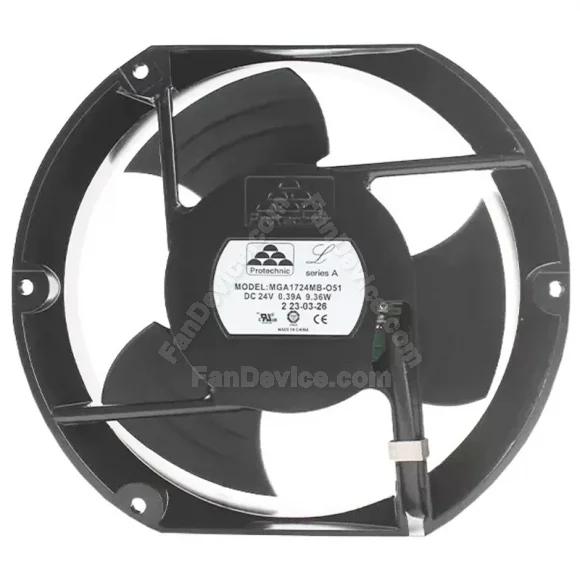 Protechnic MGA1724MB-O51 DC 24V 0.39A 9.36W 2 Wires Cooling Fan