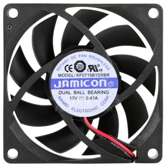 JAMICON KF0715B1SRBR 12V 0.41A 2 Wires Dual Ball Bearing Cooling Fan