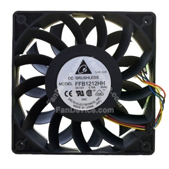 Delta FFB1212HH DC 12V 0.78A 2 Wires / 3 Wires / 4 Wires Axial Cooling Fan