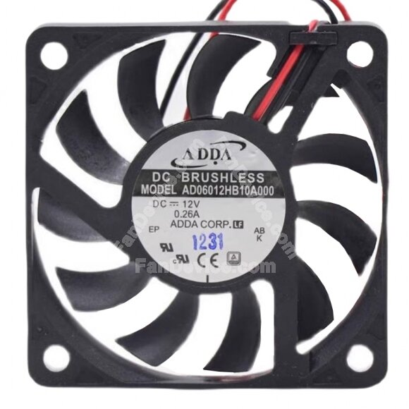 ADDA AD06012HB10A000 DC 12V 0.26A 6010 Axial Brushless Cooling Fan