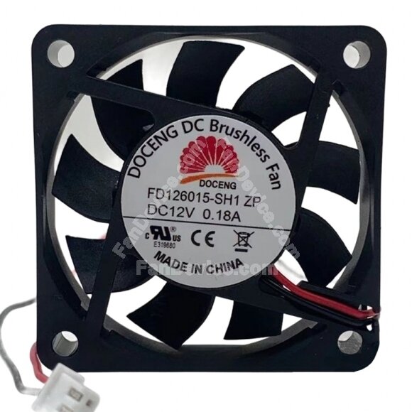 DOCENG FD126015-SH1 DC 12V 0.18A 2 Wires Axial Cooling Fan