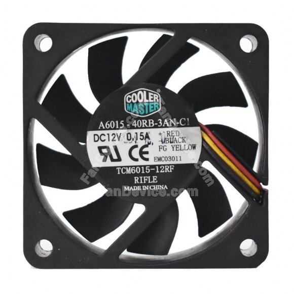 COOLER MASTER A6015-40RB-3AN-C1 DC 12V 0.15A 6015 Axial Cooling Fan