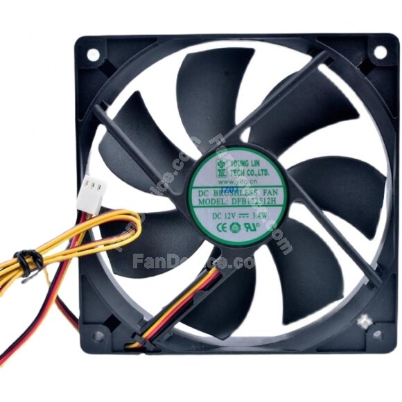 Young Lin DFB122512H DC 12V 3.4W 12025 Axial Brushless Cooling Fan