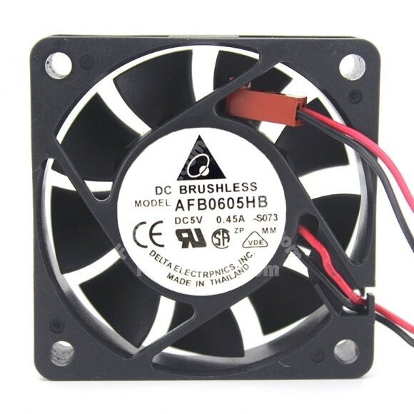 Delta AFB0605HB DC 5V 0.45A 2 Wires Axial Cooling Fan