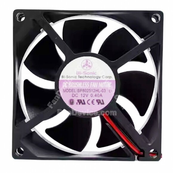 Bi-Sonic BP802512HL-03 DC 12V 0.40A 8025 Axial Brushless Cooling Fan