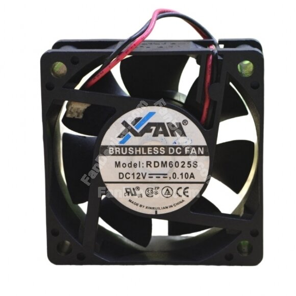 XFAN RDM6025S DC 12V 0.10A 2 Wires Axial Cooling Fan