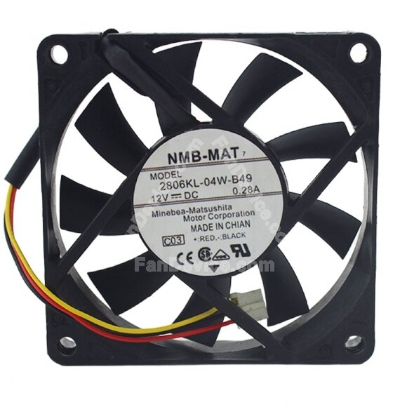 NMB-MAT 2806KL-04W-B49 DC 12V 0.28A 7015 Axial Cooling Fan