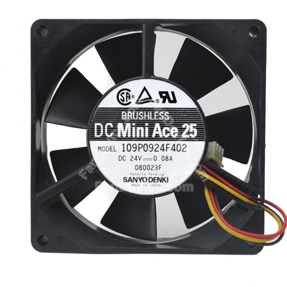 Sanyo Denki DC Mini Ace 25 109P0924F402 DC 24V 0.08A 9025 Axial Brushless Cooling Fan