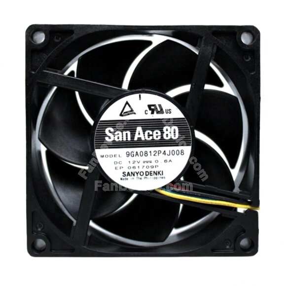 Sanyo Denki San Ace 80 9GA0812P4J008 DC 12V 0.6A 8025 Axial Cooling Fan