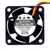 Sanyo Denki 109P0424H624 DC 24V 0.08A 2 Wires / 3 Wires Axial Cooling Fan