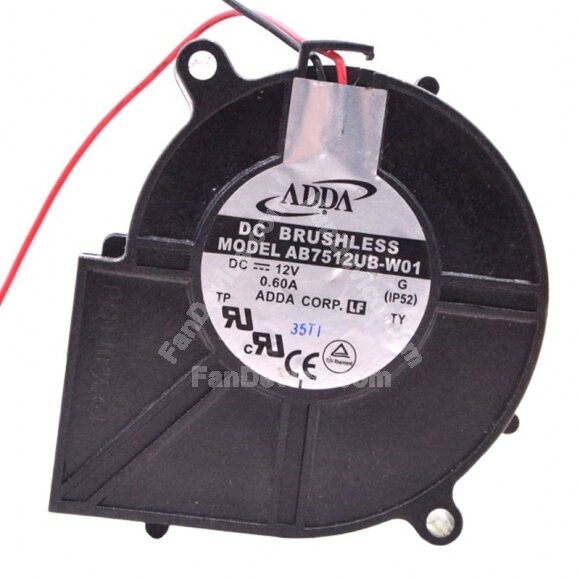 ADDA AB7512UB-W01 DC 12V 0.60A 7530 Brushless Blower Cooling Fan