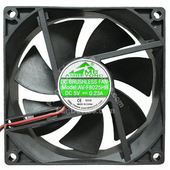 AMBEYOND AV-F8025HB 5V 0.23A 2 Wires DC Brushless Axial Cooling Fan