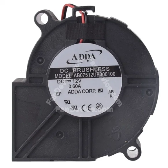ADDA AB07512UB300100 12V 0.60A 2 Wires Brushless Blower Fan