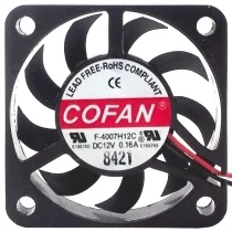 COFAN F-4007H12C 12V 0.16A 2 / 3 Wires Axial Cooling Fan