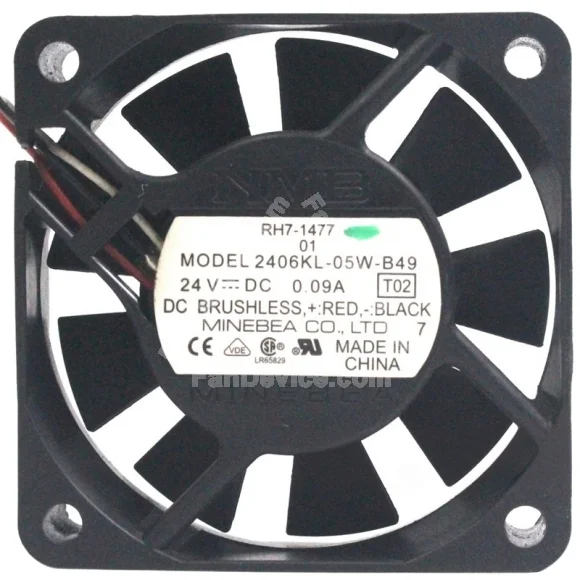 NMB 2406KL-05W-B49 24V 0.09A 3 Wires Axial Cooling Fan