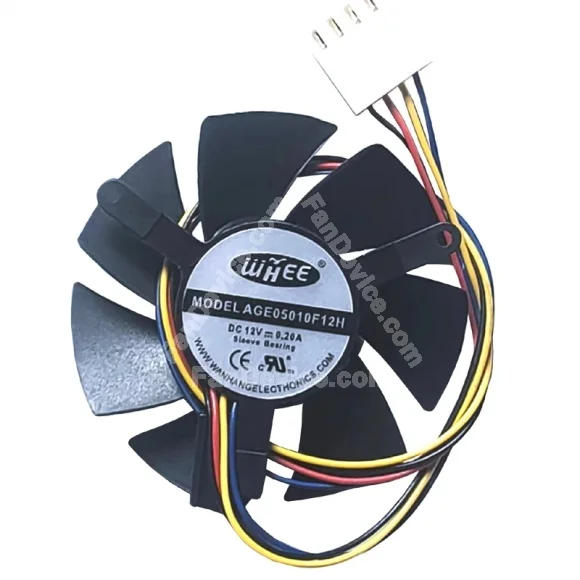 WHEE AGE05010F12H 12V 0.20A 4 Wires Sleeve Bearing Cooling Fan