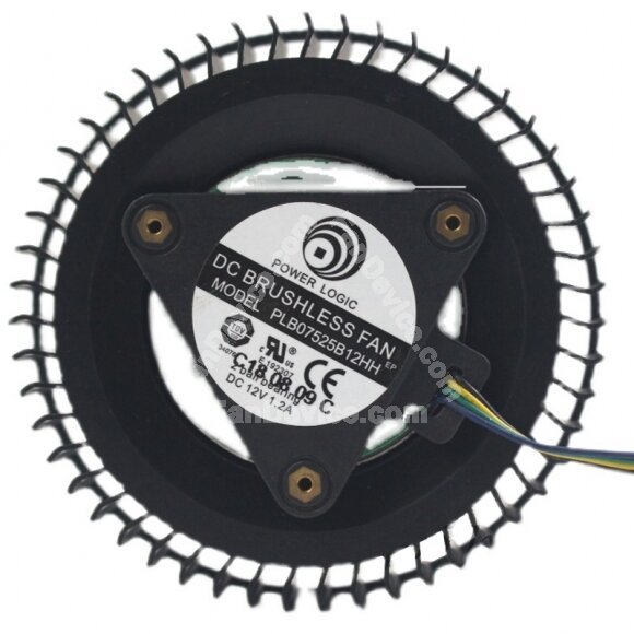 PowerLogic PLB07525B12HH 12V 1.2A 4 Wires Cooling Fan