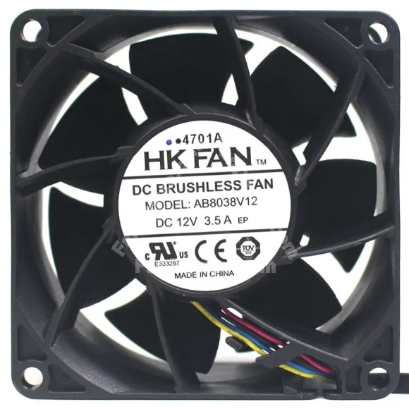 HK FAN AB8038V12 12V 3.5A 4 Wires PWM Axial Cooling Fan