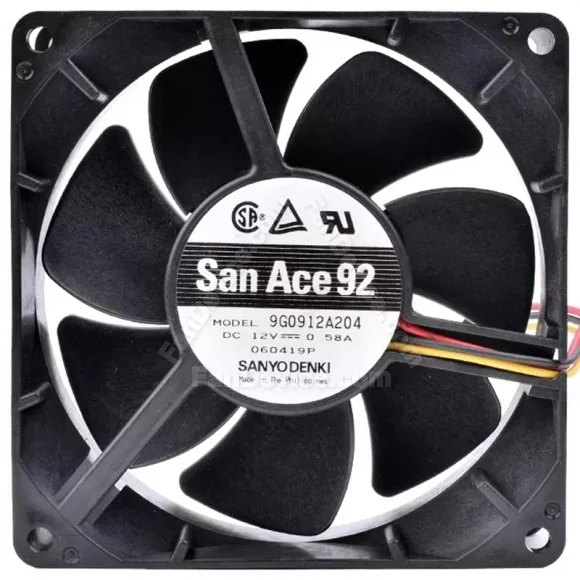 Sanyo 9G0912A204 DC 12V 0.58A 3 Wires Axial Cooling Fan