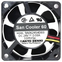 Sanyo 9A0624S4D03 DC 24V 0.08A 3 Wires Axial Cooling Fan