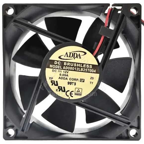 ADDA AD0812LB257004 12V 0.09A DC Brushless 2 Wires Axial Cooling Fan