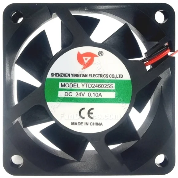YINGTIAN YTD246025B DC 24V 0.10A 2 Wires Axial Cooling Fan
