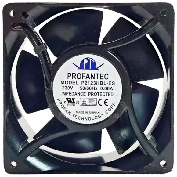 PROFANTEC P2123HBL-ES 230V 0.06A 2 Wires Impedance Protected Cooling Fan