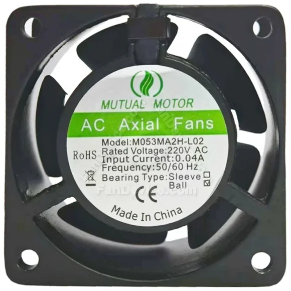 MUTUAL MOTOR M053MA2H-L02 220V 0.04A 2 Wires Sleeve Bearing Cooling Fan