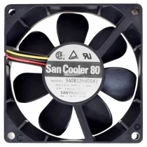 Sanyo 9A0812H4D041 DC 12V 0.13A 3 Wires Axial Cooling Fan