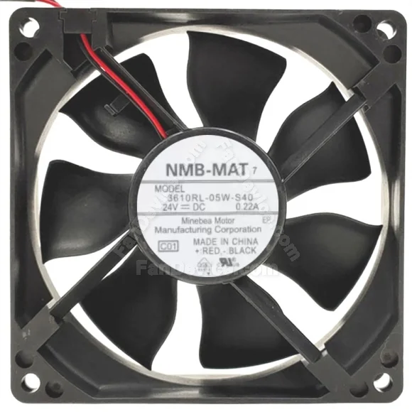 NMB-MAT 3610RL-05W-S40 DC 24V 0.22A 2 Wires Axial Cooling Fan