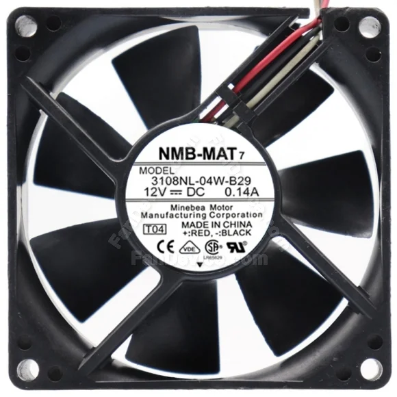 NMB-MAT 3108NL-04W-B29 DC 12V 0.14A 3 Wires Axial Cooling Fan