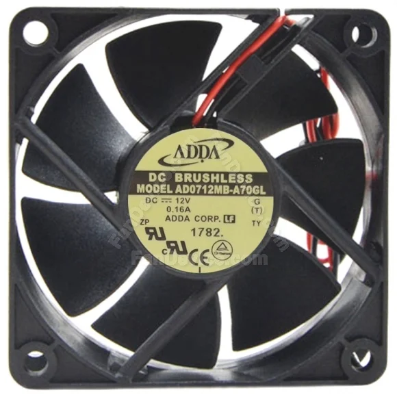 ADDA AD0712MB-A70GL 12V 0.16A DC Brushless 2 Wires Axial Cooling Fan