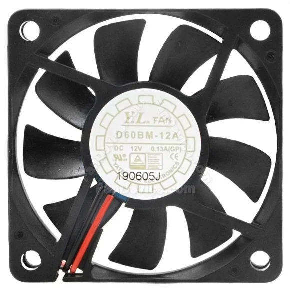 YaLn Fan D60BM-12A DC 12V 0.13A 2 Wires Axial Cooling Fan