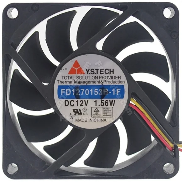 Y.S.TECH FD1270153B-1F DC 12V 1.56W 3 Wires Axial Cooling Fan