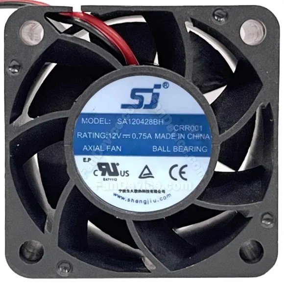 SJ SA120428BH DC 12V 0.75A 2 Wires Ball Bearing Axial Cooling Fan