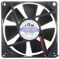 JAMICON JF0825S1UR-R DC 12V 0.37A 2 Wires Sleeve Bearing Cooling Fan