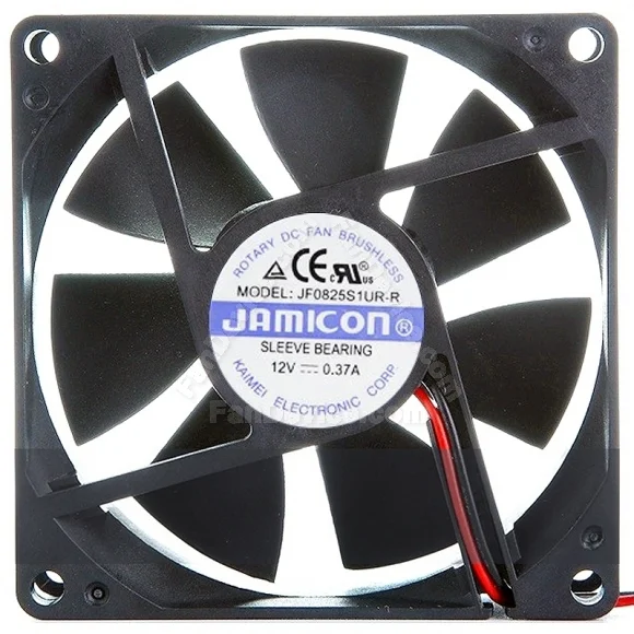 JAMICON JF0825S1UR-R DC 12V 0.37A 2 Wires Sleeve Bearing Cooling Fan