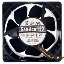 Sanyo Denki 9G1224E1D01 DC 24V 0.34A 3 Wires Axial Cooling Fan