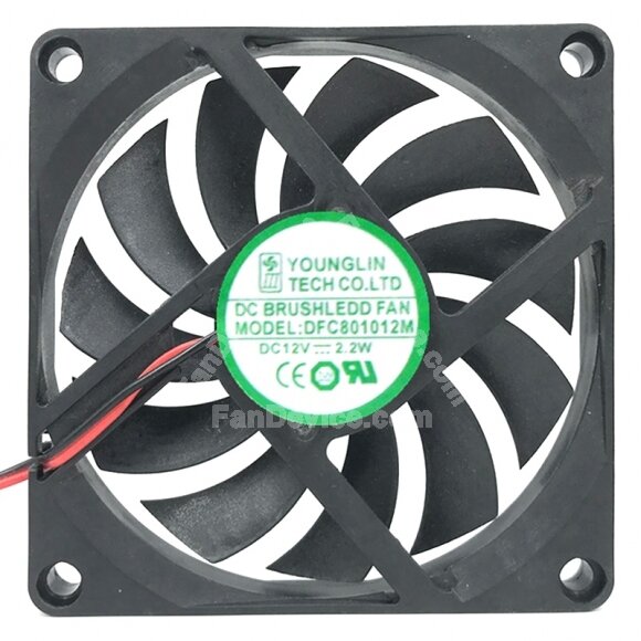 YOUNG LIN DFC801012M DC 12V 2.2W 2 Wires / 3 Wires Brushless Axial Cooling Fan