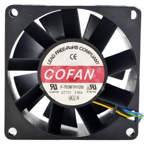 COFAN F-7038TH12B DC 12V 0.50A 4 Wires 7038 Axial Cooling Fan