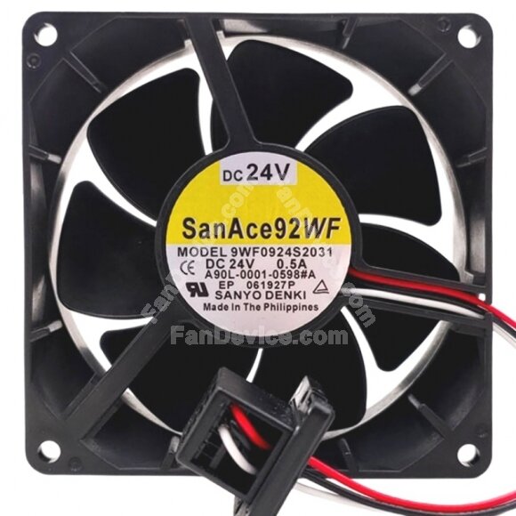 Sanyo Denki 9WF0924S2031 A90L-0001-0598#A DC 24V 0.5A Axial Cooling Fan