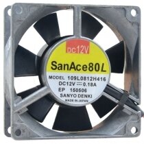 Sanyo Denki 109L0812H416 DC 12V 0.18A 2 Wires 8025 Axial Cooling Fan